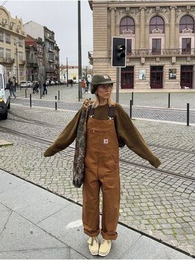Carhartt Rugged Flex Loose Fit Overalls Brown S EUC